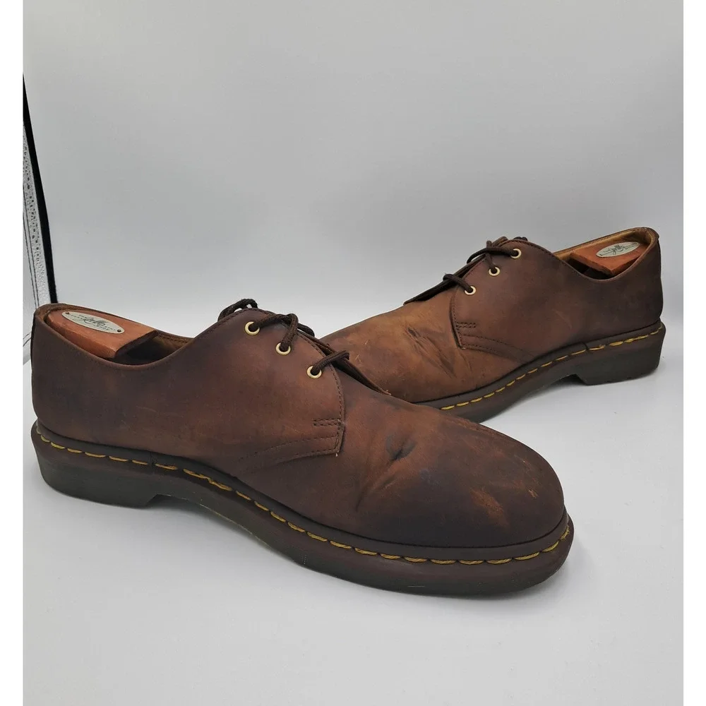 Size 13 - Dr Martens 1461 Brown Crazy Horse Leather Platform Oxford Shoes